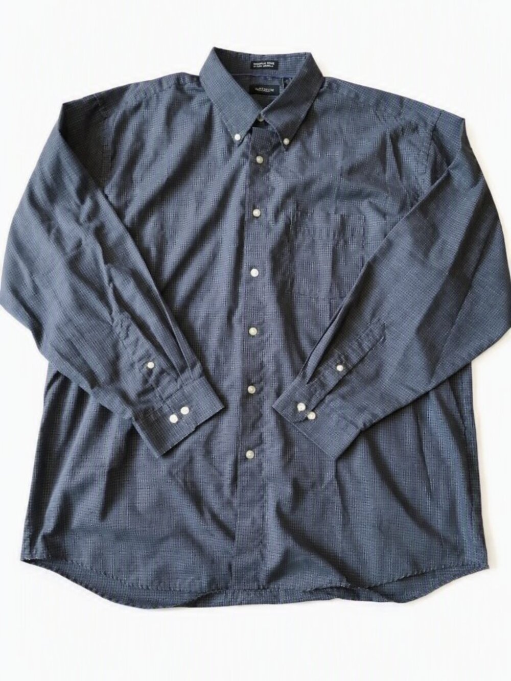 Men's Van Heusen Blue and White Micro-Pattern Button-Down Shirt XL